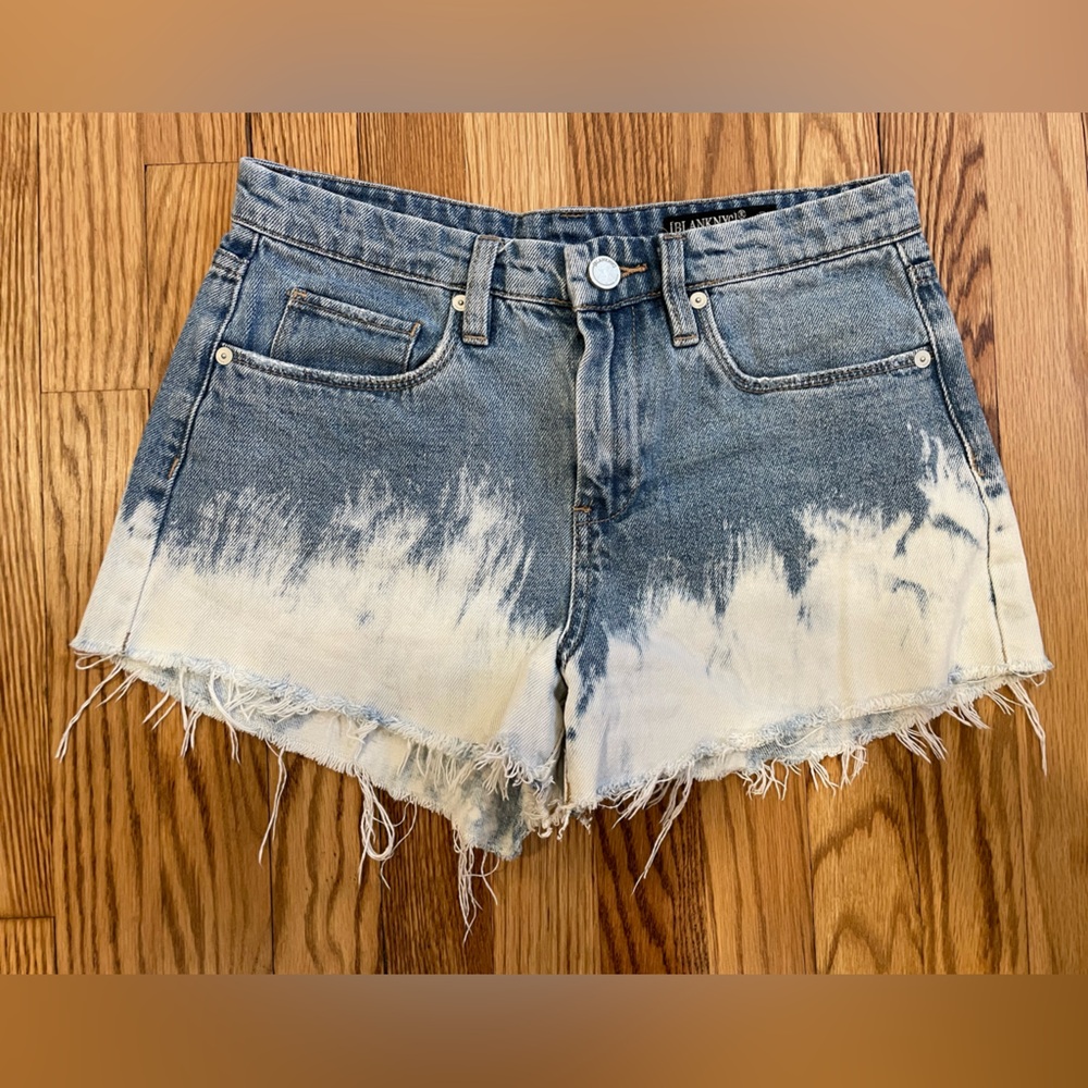 Blank NYC Blue and White Distressed Jean Shorts